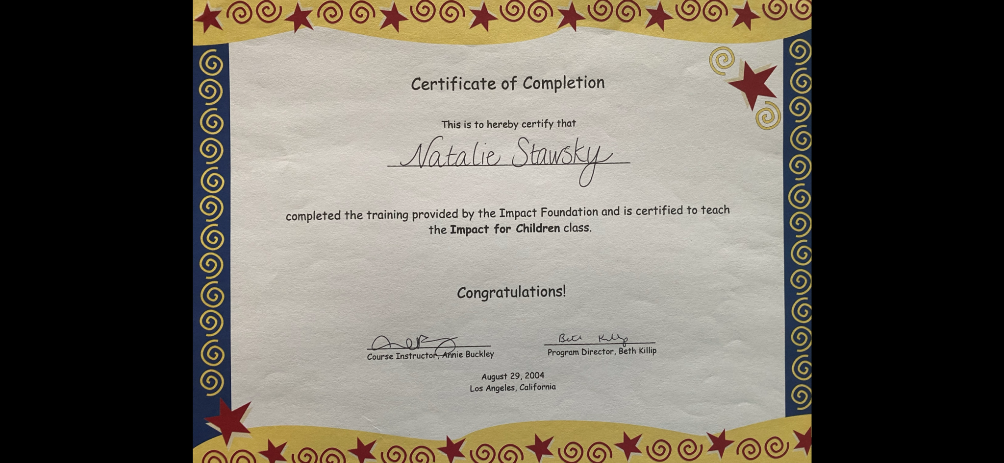 Impact Foundation Certificate | KEV'S GYM